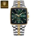 POEDAGAR 866 Luxury Square Chronograph Men’s Watch. 