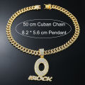 European and American hip-hop full diamond O letter pendant necklace Men's fashion personality streetwear Cuban chain necklace.
