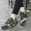 Outdoor Leather Canvas Shoes Women's Shoes Mesh Height Increasing Insole6cmStudent Sneakers Non-Slip Wear-Resistant Tide.