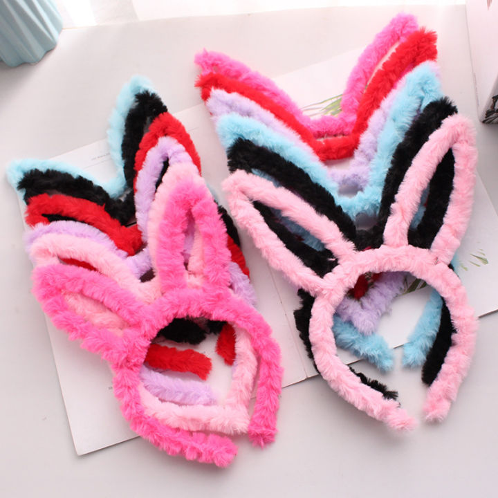 Cute Bunny Rabbit Ears Headband Children Adult Soft Furry Plush Hair Band Animal Washing Headband Hair Accessories Headwear Yao Store