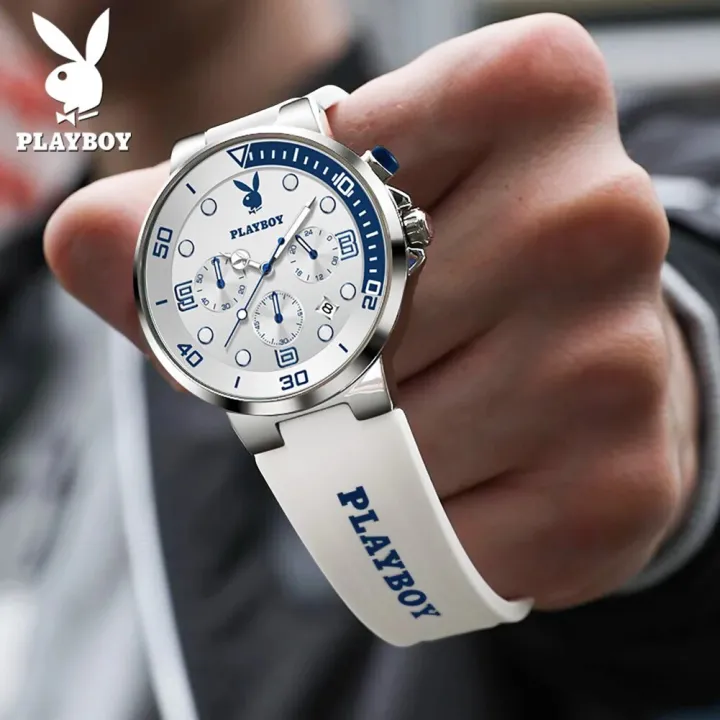 PLAYBOY%20Luxury%20Watches%20For%20Men%20Fashion%20Silicone%20Strap%20Waterproof%20Sport%20Chronograph%20Quartz%20WristWatch%20Smart%20Clock%20With%20Date%20-%20Image%204