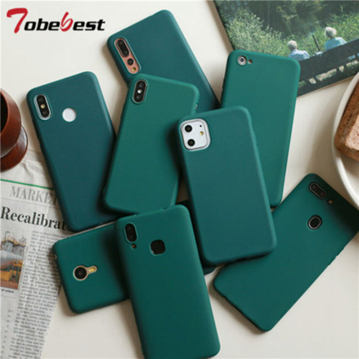 Dark Green Matte Phone Case For iphone 14 13 12 mini 11 Pro XS Max XR X 8 7 6S 6 Plus Silicone Cases Solid Color Soft TPU Cover
