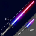 2-in-1 Children Telescopic Sword Color-changing Flashing Stick Led Light Sword Set For Role-playing/acting. 