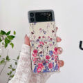 【Solitary waves】For Samsung Galaxy Z Flip 5 4 3 Case Floral Transparent Folding with Bracelet For Samsung Z Flip 3 5G ZFlip4 Hard PC Back cover.