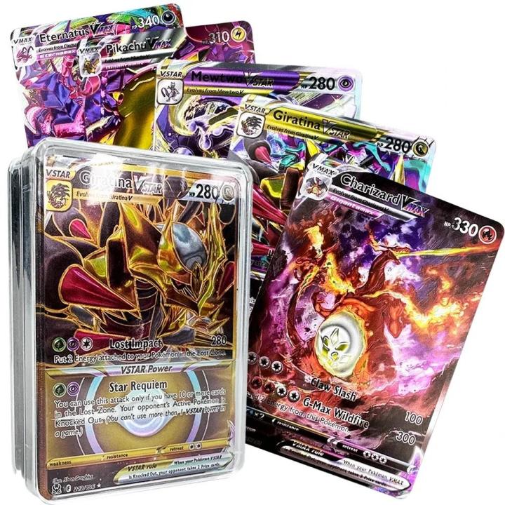 New English Pokemon Cards Holographic EX Vstar Vmax GX Letter Rainbow Arceus Shiny Charizard Mewtwo Evolution Collection Card MuXiaRe