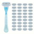 Beauty Safety Razor For Women, 3-Layers Replacement Blades, Women's Shaver With Lube Strip, Safety Shaving Set, Classic Shaving.