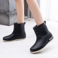 Japanese Rain Boots Women's Fashion Wear-Resistant Rain Boots Short Tube Mid-Calf Waterproof Non-Slip Kitchen Work Rubber Shoes Shoe Cover. 