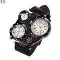 (NEW)Men Chic Dual Movement Quartz Waterproof Outdoor Thermometer Compass Wrist Watch.
