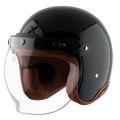 Axor Retro Jet Lether Glossy Black Dual Certified Helmet.