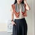 New Cotton and Linen Small Square Towel Simple Style Black and White Geometry Striped Small Scarf Decorative Printed Silk Scarf Bag Headscarf.
