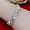 Versatile -Delysia King Women Elegant Luxury Bracelet Ladies Unlimited Rhinestone Wrist Chain Birthday Party Gifts (color: Silver)- Avant-garde. 