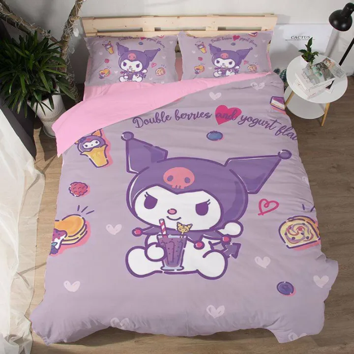 Sanrio%20Kawaii%20Kuromi%20Children's%20Skin-Friendly%20Four-Piece%20Anime%20Cartoon%20Bed%20Sheet%20Quilt%20Cover%20Dormitory%20Single%20Bed%20Home%20Textiles%20-%20Image%204
