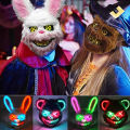Halloween Light Up Horror Animal Mask LED Luminous Bloody Bear Mask Flashing Neon Cosplay Scary Masquerade Party Mask Supplies. 