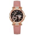 【Hengli jewelry story】Fashion College Style Crystal Heart Butterfly Strap Quartz Watch.