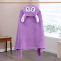 Coral velvet cape cartoon kids hooded bath towel baby bath swim can wear absorbent cape cartoon hooded bucket.
