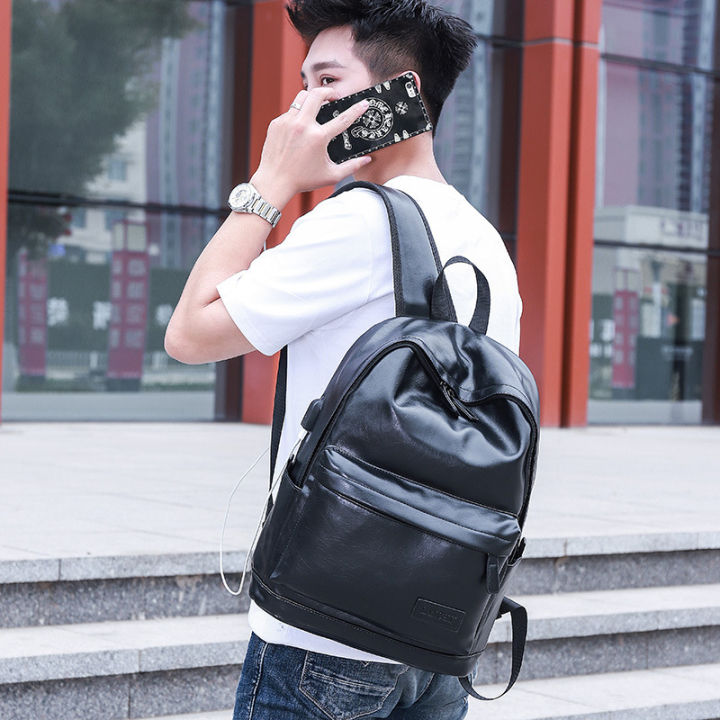 New%20Korean%20version%20backpack%20simple%20men's%20backpack%20solid%20color%20pu%20leather%20business%20backpack%20female%20school%20bag%20leisure%20travel%20bag%20-%20Image%203