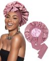 Satin Bonnet Silk Bonnet for Sleeping Silk Sleep Cap Double Layer Hair Bonnet with Elastic Tie Band for Curly Hair Night Cap. 