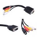 VGA SVGA TO S-Video 3 RCA Composite AV TV Out Converter Adapter Cable PC Cord-black. 