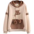 Harajuku Bear Anime Hoodies Women Korean Kawaii Cotton Fleece Hoodie Coat Long Sleeve Oversized Kpop Y2K Girls Winter Clothes.