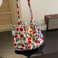 New vintage floral tote bag chapter Ruonan same cotton bag shoulder bag crossbody bag flower cloth bag women's bag. 