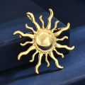 Gold sun pin women's niche design sense ins trendy high-end blazer neckline brooch ornaments accessories. 