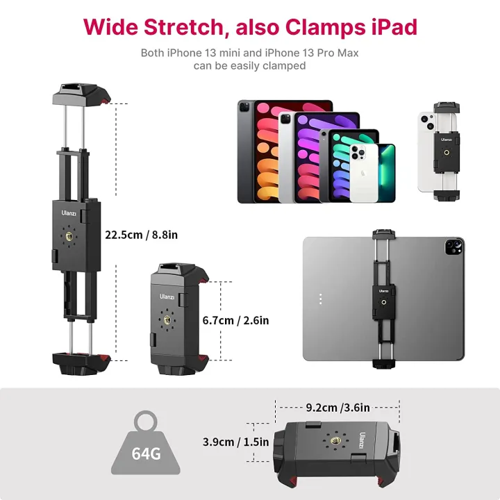 Ulanzi%20ST-29%20Tripod%20Mount%20Universal%20for%20Tablet%20and%20Phone%20Holder%20With%20Cold%20Shoe%20Support%20Horizontal%20and%20Vertical%20Shooting%20-%20Image%205