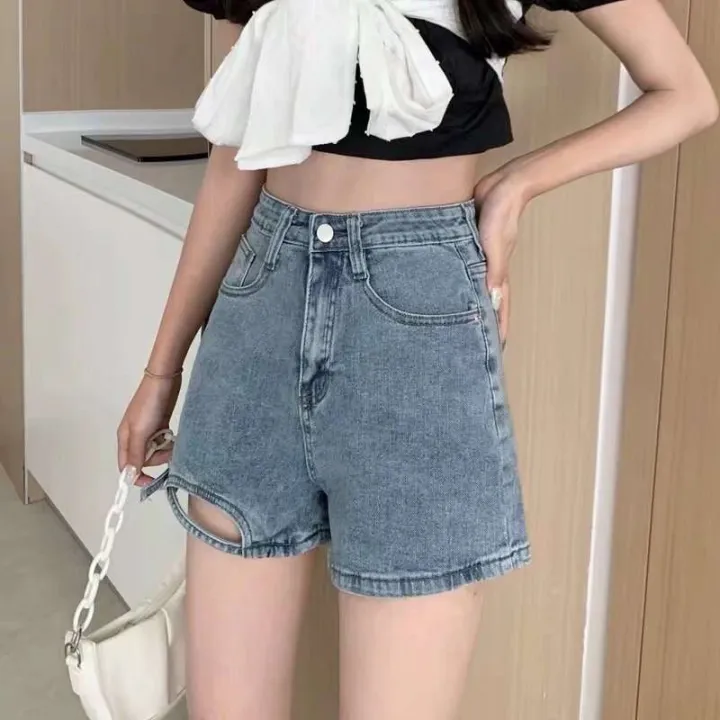 Big%20size%20chubby%20little%20sister%20high%20waisted%20denim%20shorts%20for%20women's%20summer%20new%20design%20sense%20niche%20slimming%20A%20line%20wide%20leg%20hot%20pants%20-%20Image%204
