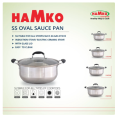 HAMKO Oval SS Saucepan with Glass Lid (26 CM) IB. 