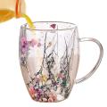 350ml Double Wall Glass Cup Heat Resistant Glass Cup Coffee Mug with Handle durable Glass Coffee Cups for Hot Beverages Tea. 