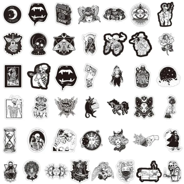 10/30/50PCS%20Retro%20Gothic%20Style%20Black%20and%20White%20Stickers%20DIY%20Bike%20Travel%20Luggage%20Guitar%20Laptop%20Waterproof%20Classic%20Kid%20Toy%20Sticker%20-%20Image%206