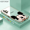 Hontinga for Samsung Galaxy A13 4G Back Cover + Free Lanyard Luxury 6D Plating Cartoon Cute Mouse Side Pattern Case Soft Silicone Square Phone Cases.