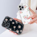 YYDS for OPPO A60 Back Cover Pink Flowers Case Cream Texture Wavy Edge Soft Silicone Mobile Cover.