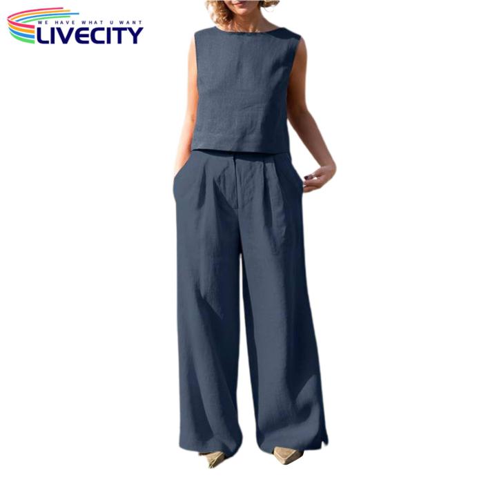 T-shirt%20Pants%20Round%20Neck%20Crew%20Neck%20Pullover%20Wide%20Leg%20Pants%20-%20Image%202