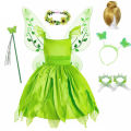 Winged Halloween Girls Flower Fairy Dress Up Children's Princess Dress Princess Costume Elf Party Tinker Bell Tinker Bell Dress.