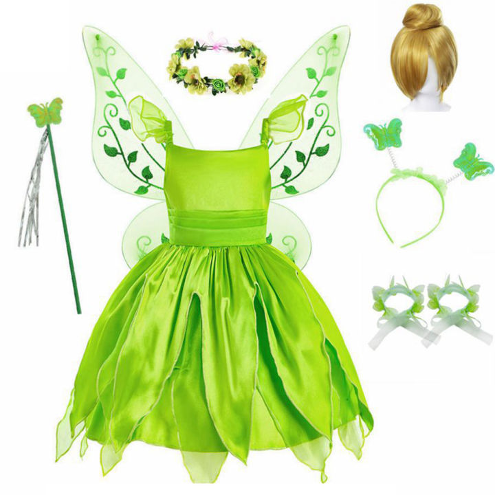 Winged Halloween Girls Flower Fairy Dress Up Children's Princess Dress Princess Costume Elf Party Tinker Bell Tinker Bell Dress