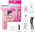 Kemei KM - 6637 Multifunctional 4 in 1 Rechargeable Women Body Shaver Beard Eyebrow Nose Trimmer Set Female Electric Shaver.