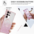 【Buried Buzie】ROCK Gradient Glitter Magnetic Case For Samsung Galaxy S24 S23 S22 S21 Ultra S20 FE Wireless Charging Cover For Samsung S24 Plus.