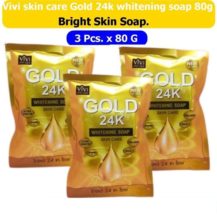 Vivi Skin Care Gold 24 k soap 80gm (Made in Thailand) 3 Pcs