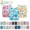 Ready Stock ALVA Baby Cloth Diapers Printed One Size Reusable Washable Pocket Clothe Diaper High Quality Clothe Diaper Without Insert Fit Newborn To 3 Years Old Babies. 