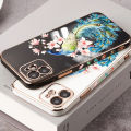 Hontinga for Vivo Y17S Back Cover With Free Strap Luxury 6D Plating Cartoon Peacock Side Pattern Case Soft Silicone Square Mobile Cover. 