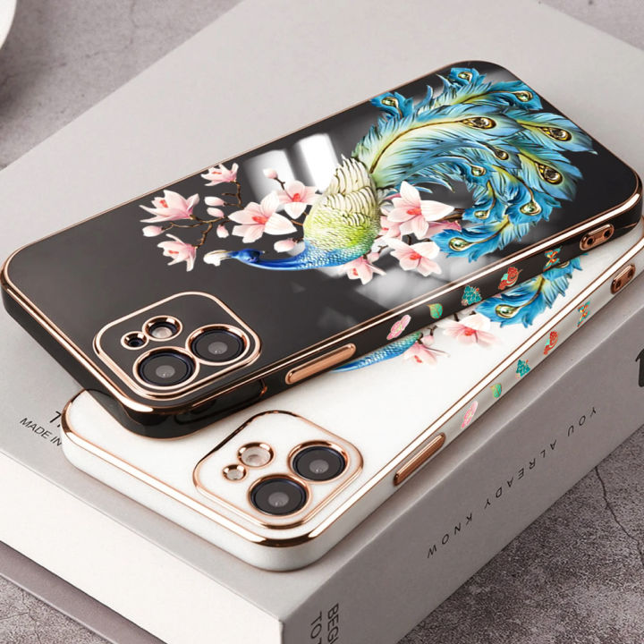 Hontinga%20for%20Vivo%20Y17S%20Back%20Cover%20With%20Free%20Strap%20Luxury%206D%20Plating%20Cartoon%20Peacock%20Side%20Pattern%20Case%20Soft%20Silicone%20Square%20Mobile%20Cover%20-%20Image%203