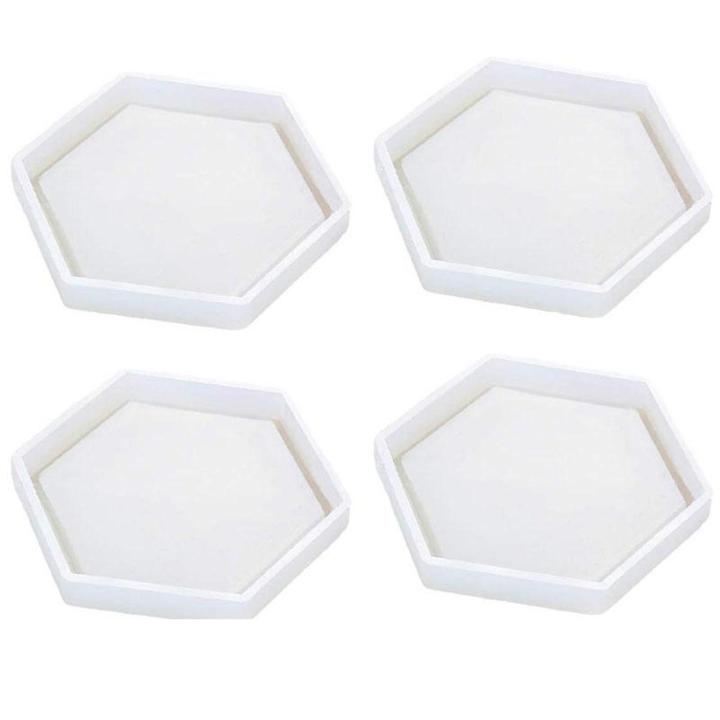 4 Pack Hexagon Silicone Coaster Molds Silicone Resin Mold, Clear Epoxy Molds For Casting With Resin, Concrete, Cement And Polymer Clay