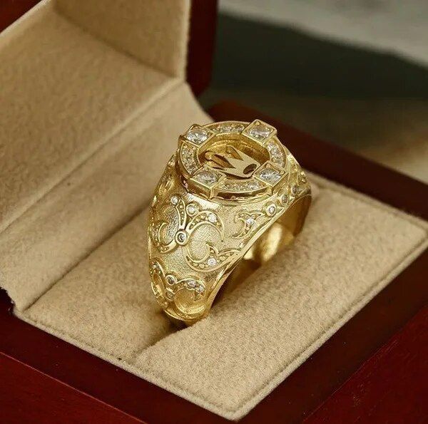18K Gold Color Full Diamond Zircon Lion Ring for Men's Wedding