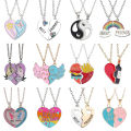 Fashion Best Friends Honey Love Couple Pendant Necklace 2 Pcs/ Set Chain Choke Broken Heart BFF Good Friendship Jewelry Gift. 