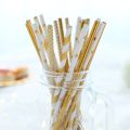 25pcs Metallic Gold heart star Foil Stripe Paper Straws Disposable Tableware Wedding Decor Baby Shower Birthday Party Supplies.