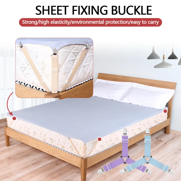 4Pcs/set%203%20Clips%20Adjustable%20Bed%20Corner%20Holder%20Bed%20Sheet%20Fasteners%20Mattress%20Cover%20Clips%20Heavy%20Duty%20Bedding%20Sheets%20Elastic%20Straps%20-%20Image%204