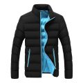 Men's Solid Color Stand-collar Cotton-padded Jacket Short Padded Jacket Mens Outing Riding Climbing Warm Coats.