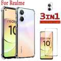 For Realme 10 Bumper Transparent Case Back Cover + Screen Protector + Camera Protector 3IN1 Combo Pack.