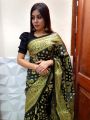 Multicolor Semi Katan Saree For Women - Without Blouse Pieces - Sari. 