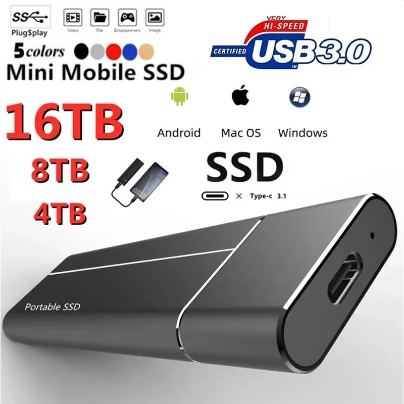 16tb External Solid State Hard Drives High-Speed 16TB Portable SSD